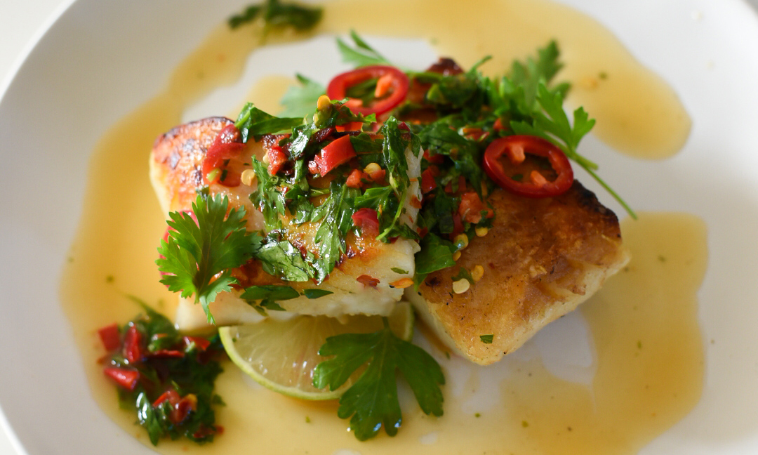 Cod with Spicy Chimichurri Sauce